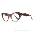 Fashion Women Rhinestone Acetate Optical Frame Glasses